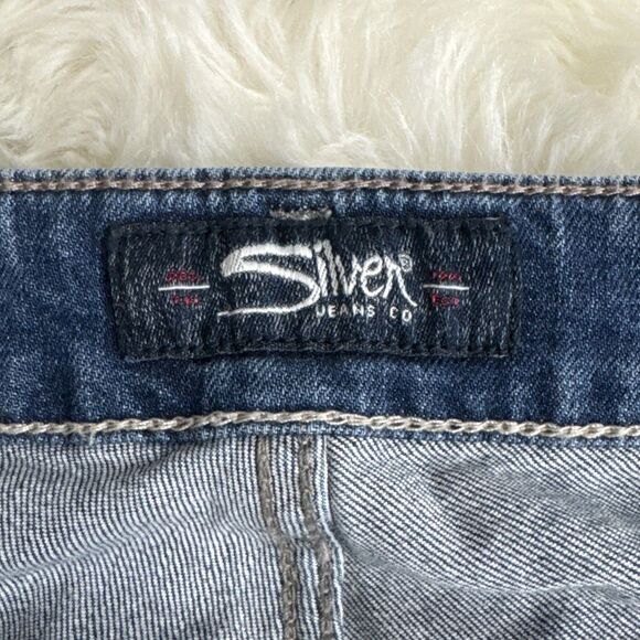 Silver Jeans Avery Slim Bootcut 27 Blue Distressed Stretch Womens Measures 28x30 - Picture 3 of 8